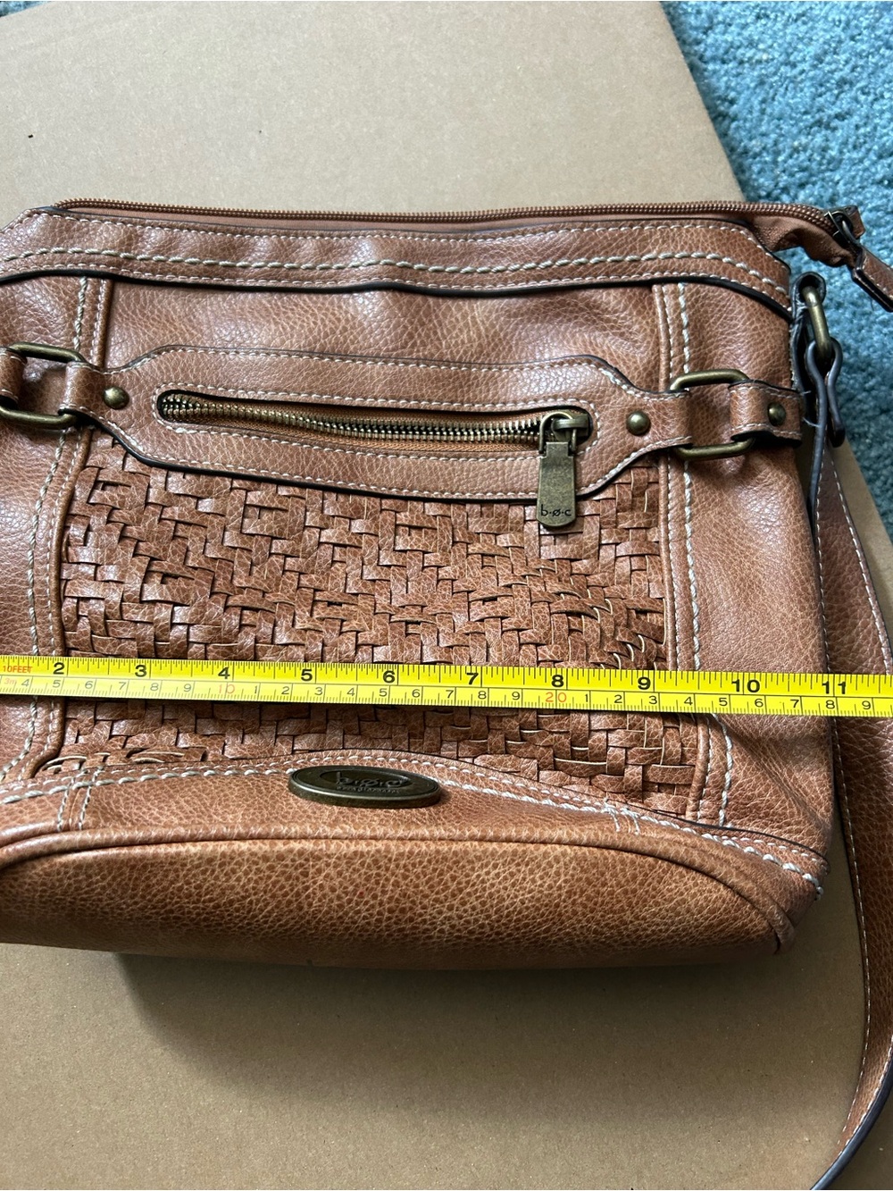 boc Woven Cognac Brown Crossbody Bag